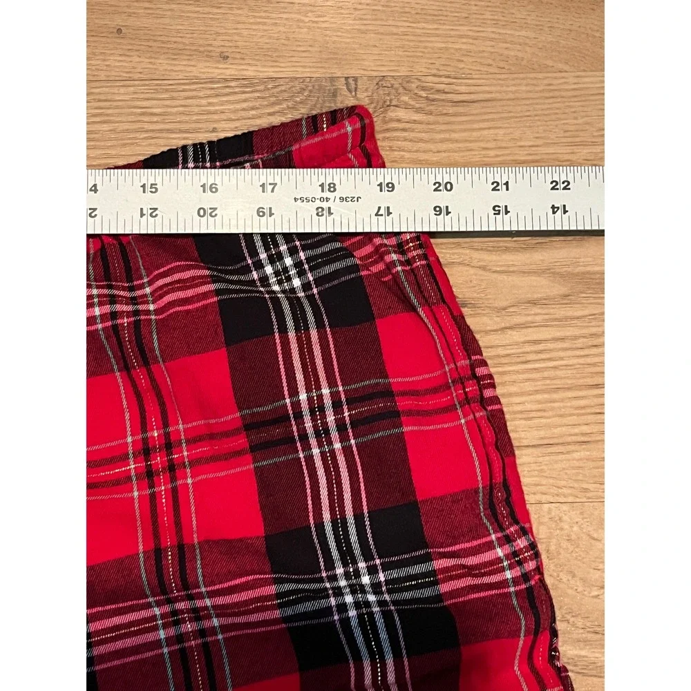 Victoria's Secret Pajamas Women XL Short Red Plaid 2 Piece Set Metallic Sparkle